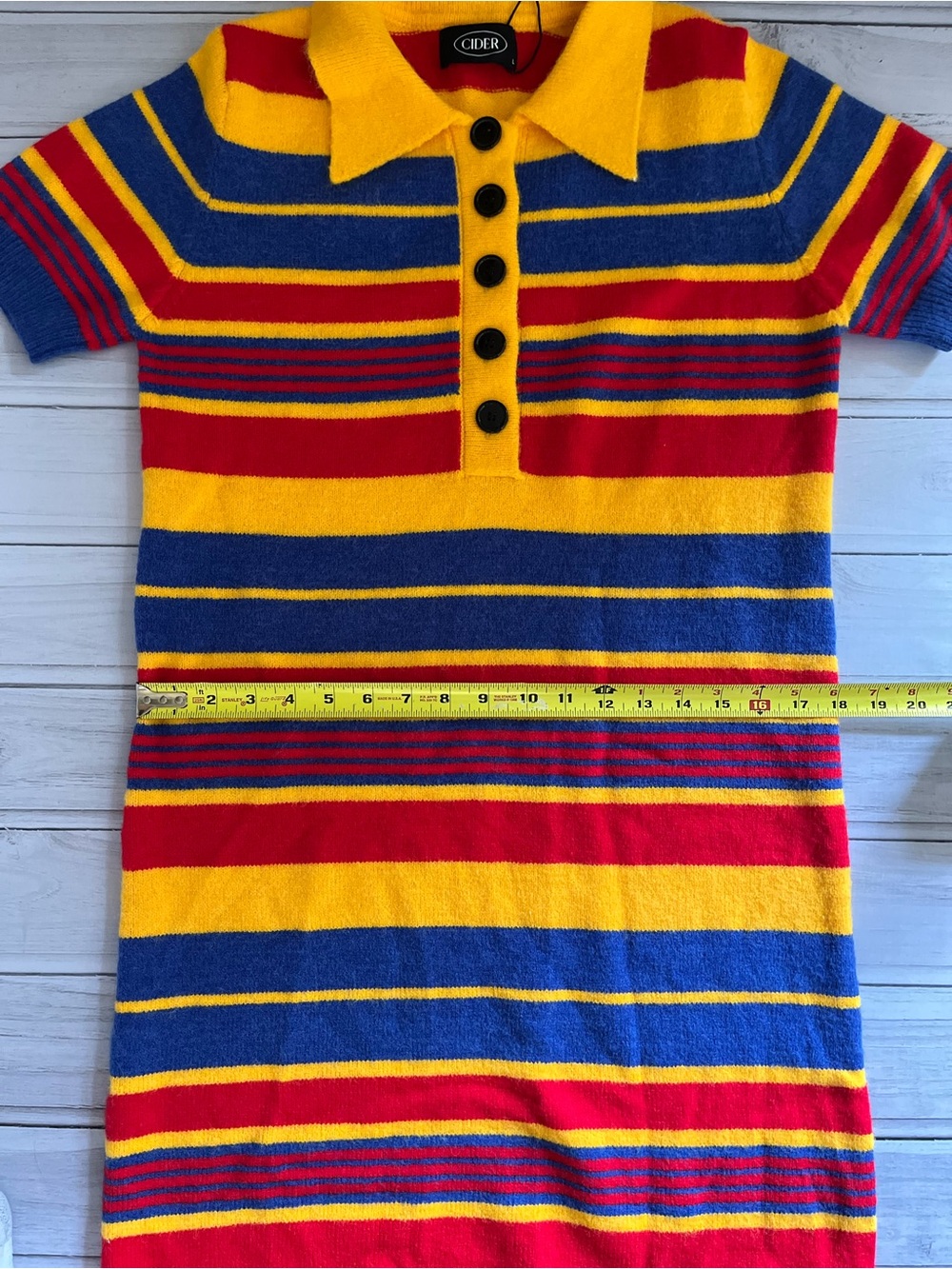 New women’s Cider sweater stripe short sleeve collar retro inspo.Large - Picture 11 of 12
